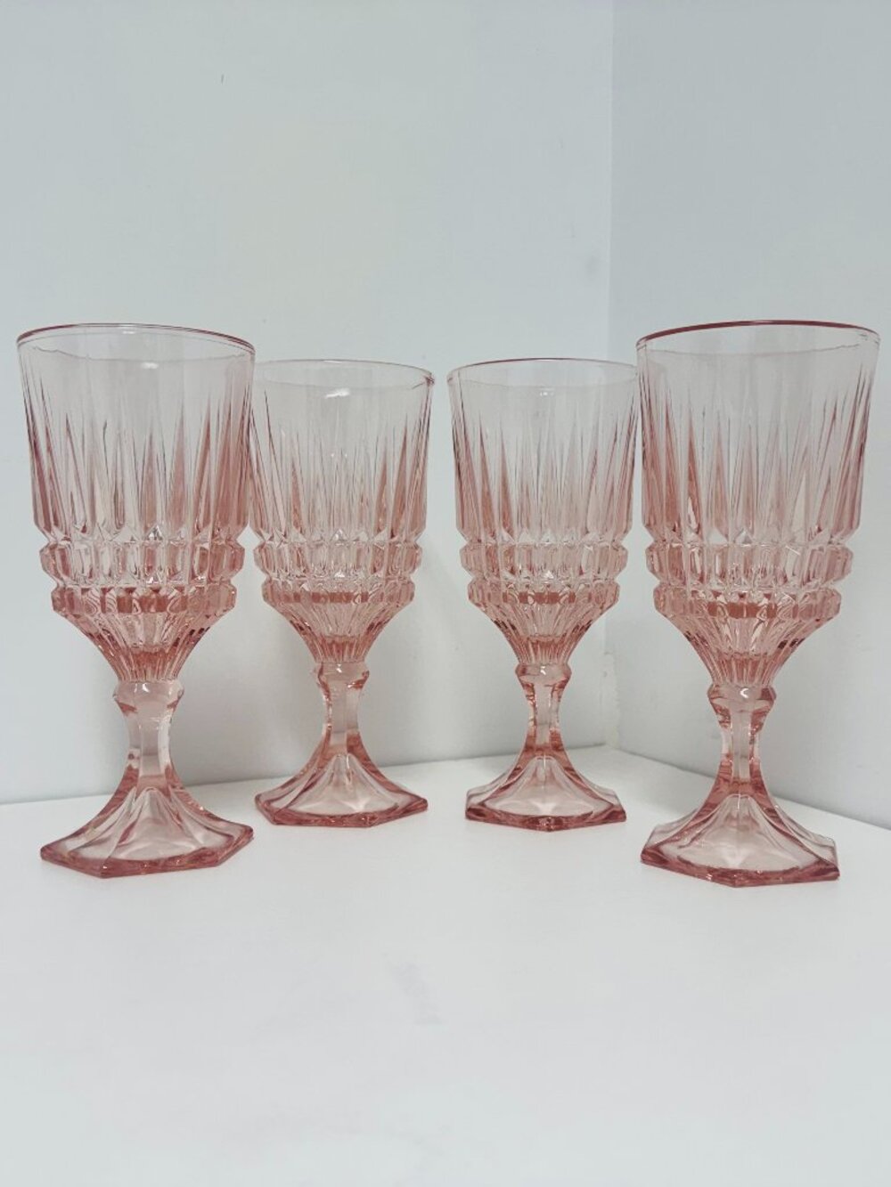 Fostoria Heritage Pink Water Goblets Set of 4 Made in USA